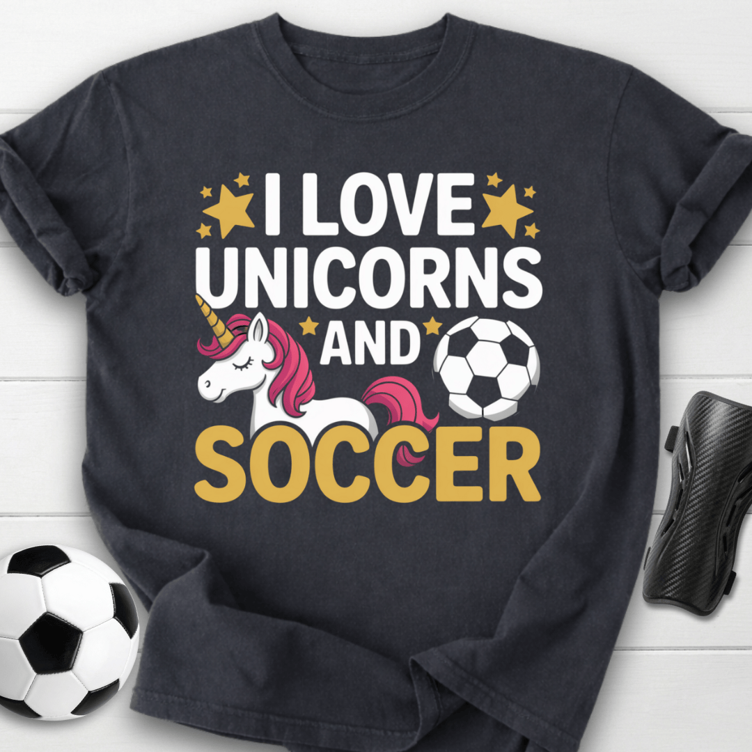 I Love Unicorns and Soccer T-Shirt