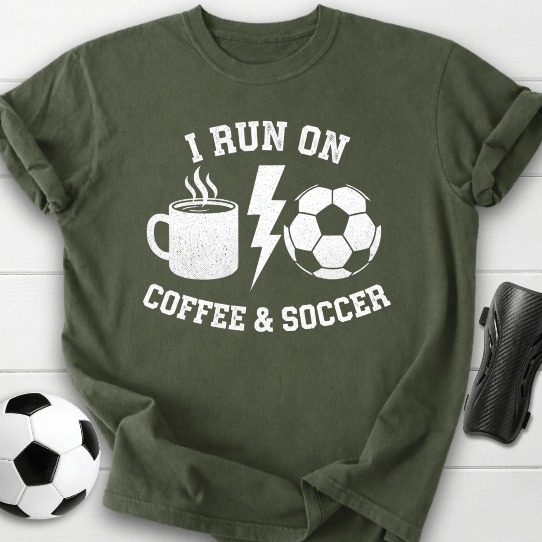 I Run On Coffee & Soccer T-Shirt