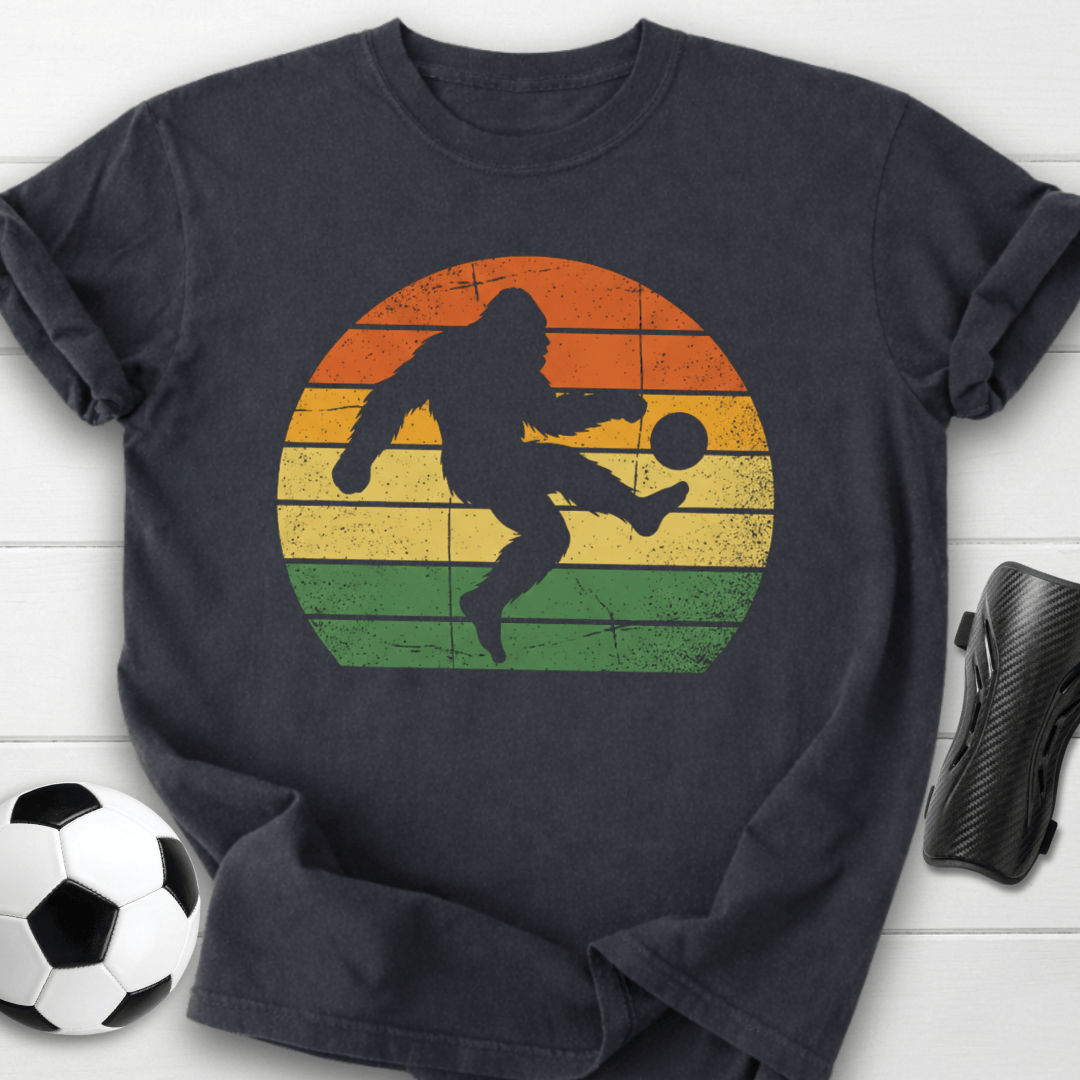 Retro Sunset Soccer Kick Graphic T-Shirt