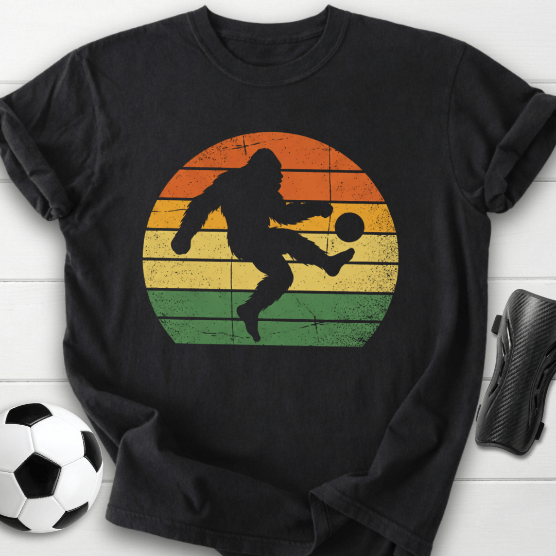 Retro Sunset Soccer Kick Graphic T-Shirt