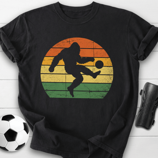 Retro Sunset Soccer Kick Graphic T-Shirt