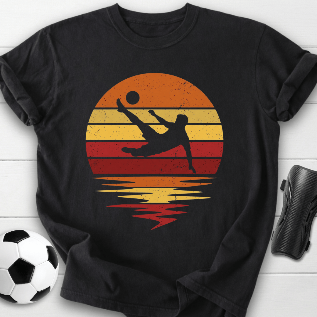 Retro Soccer Bicycle Kick Sunset T-Shirt
