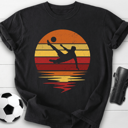 Retro Soccer Bicycle Kick Sunset T-Shirt