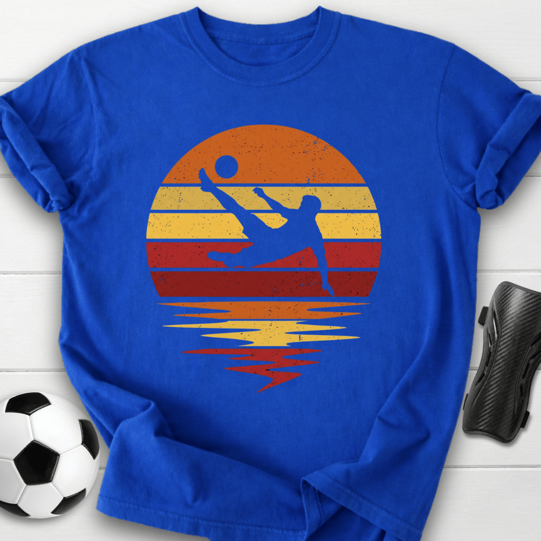 Retro Soccer Bicycle Kick Sunset T-Shirt