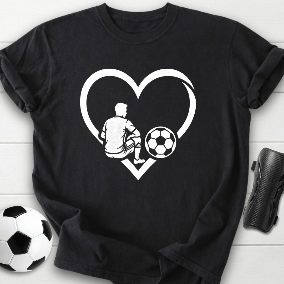 Soccer Love Heart Player Silhouette T-Shirt