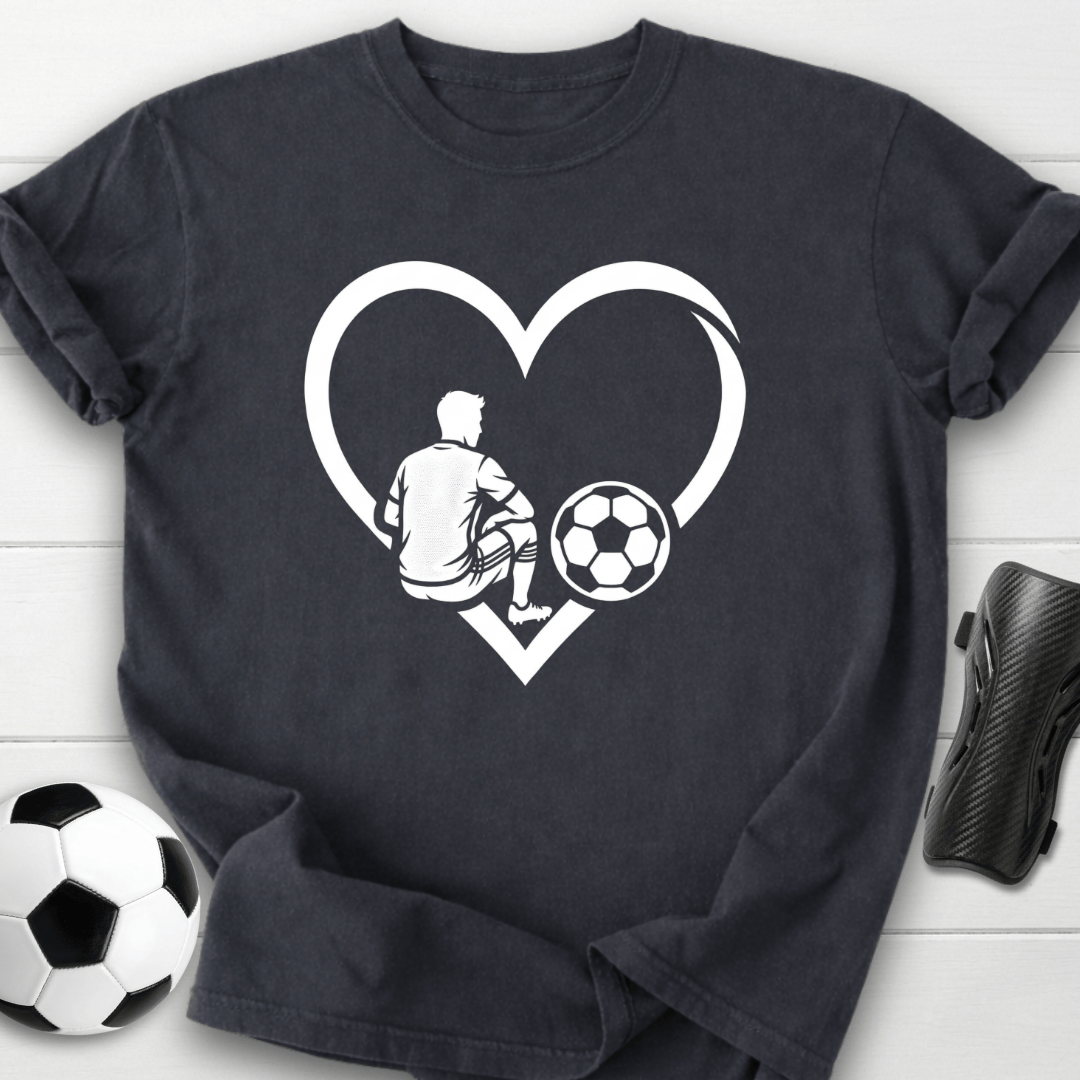 Soccer Love Heart Player Silhouette T-Shirt