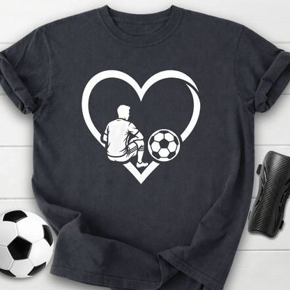 Soccer Love Heart Player Silhouette T-Shirt