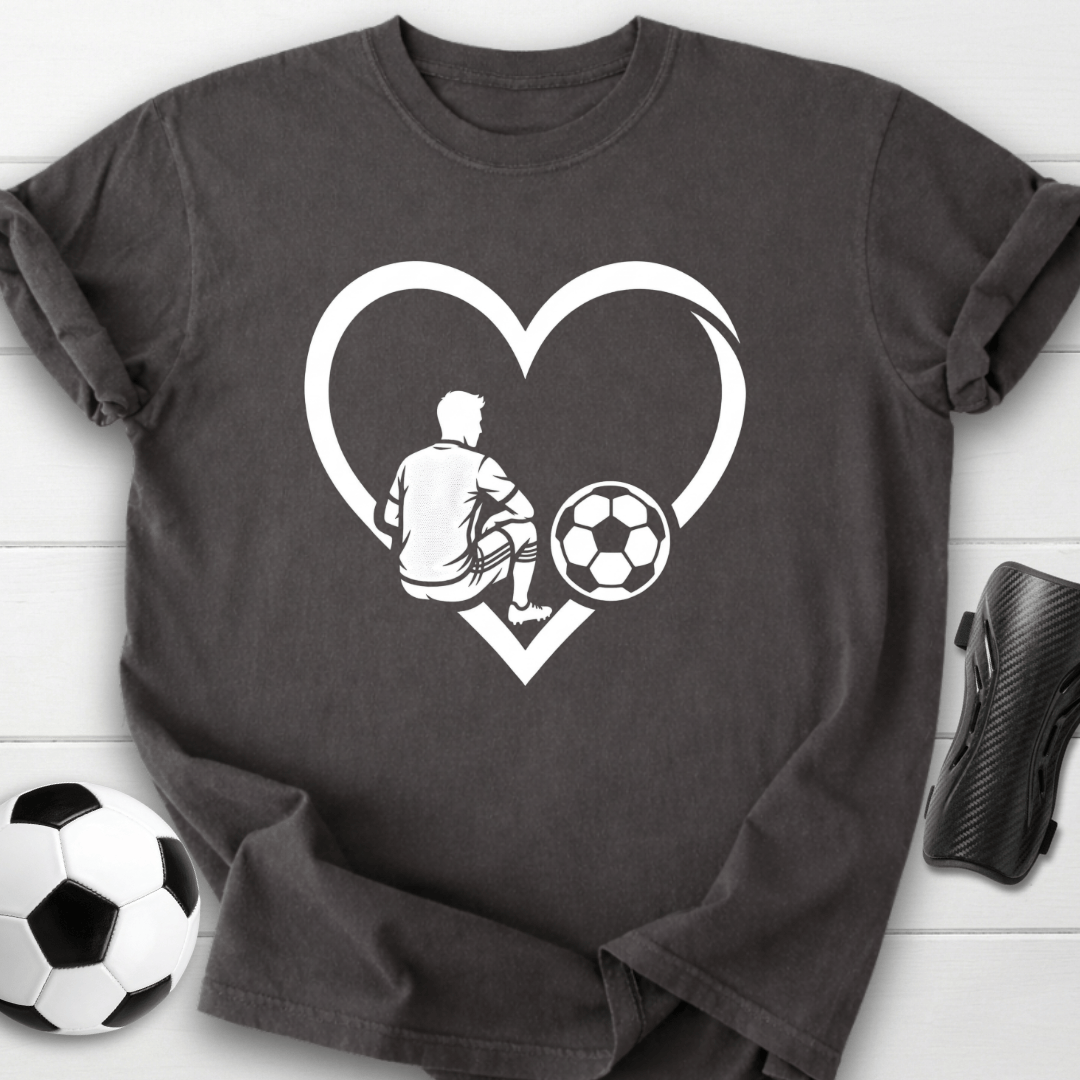 Soccer Love Heart Player Silhouette T-Shirt