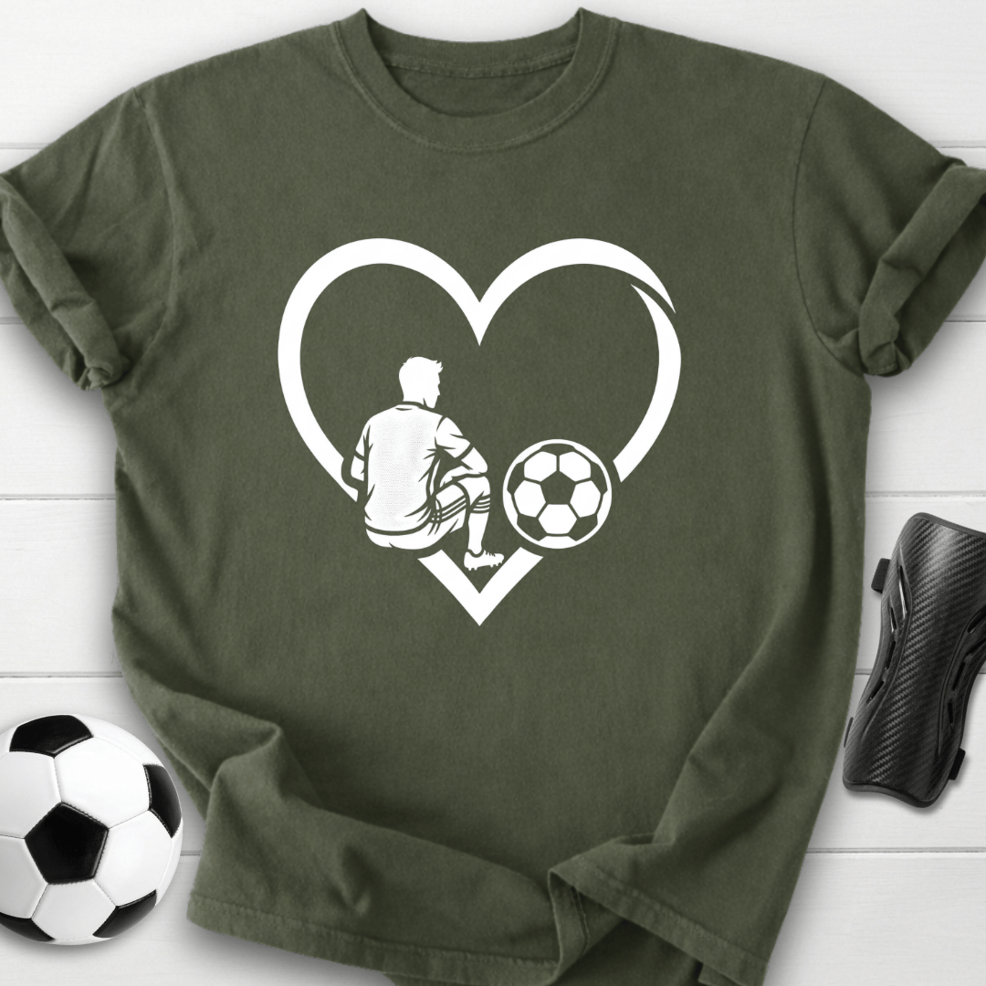 Soccer Love Heart Player Silhouette T-Shirt