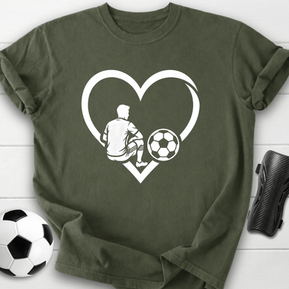 Soccer Love Heart Player Silhouette T-Shirt