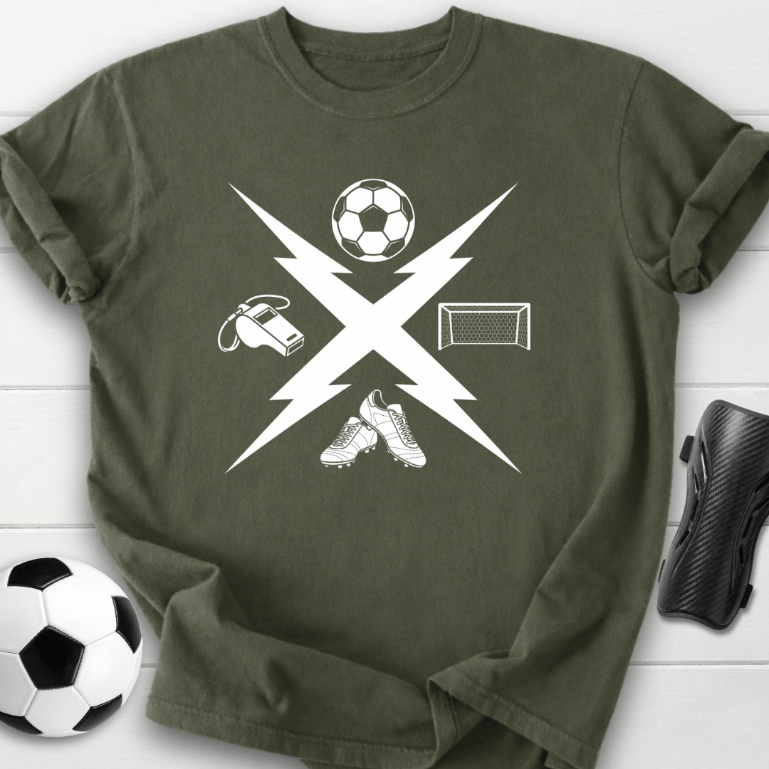 Soccer Icons Lightning Graphic T-Shirt