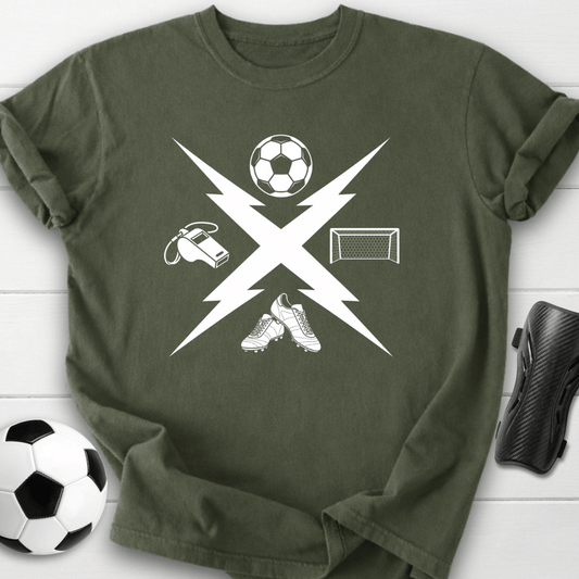 Soccer Icons Lightning Graphic T-Shirt