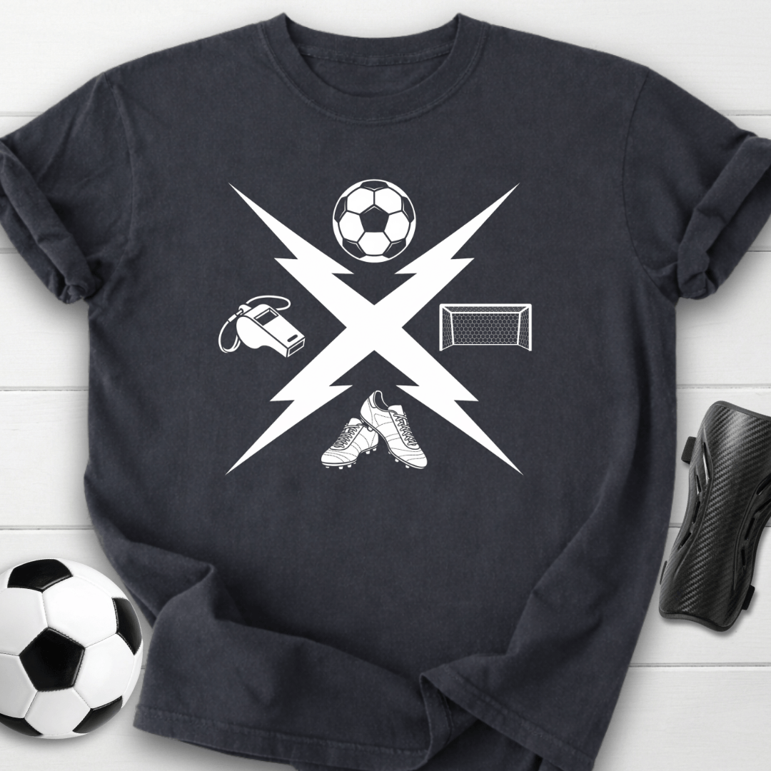 Soccer Icons Lightning Graphic T-Shirt