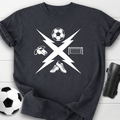 Soccer Icons Lightning Graphic T-Shirt
