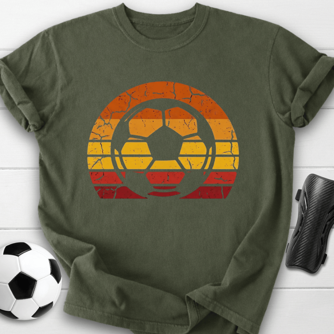 Retro Soccer Ball Sunset T-Shirt