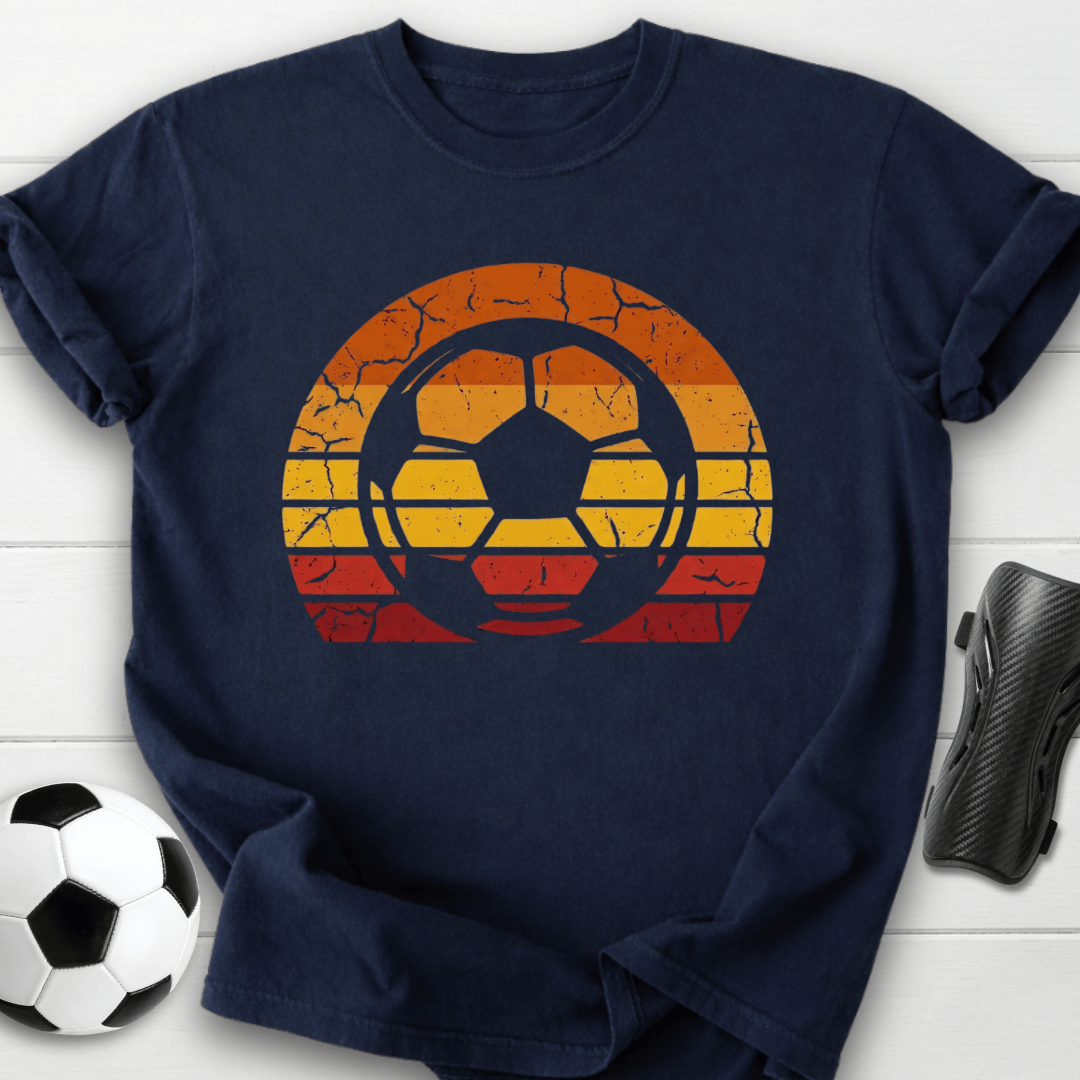 Retro Soccer Ball Sunset T-Shirt