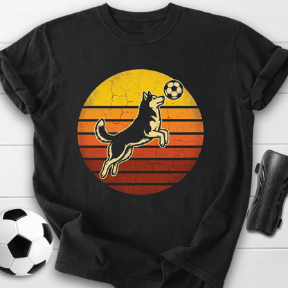 Retro Soccer Dog Sunset T-Shirt