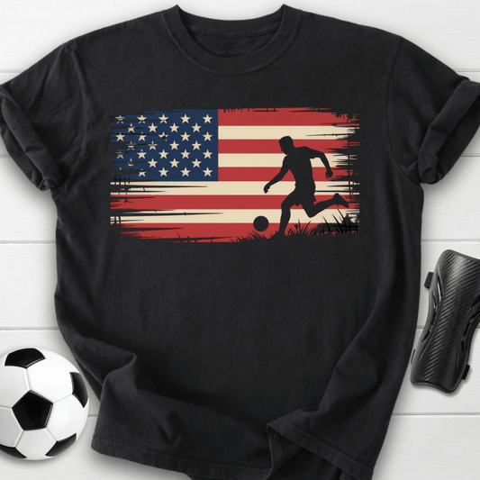 Patriotic Soccer Player USA Flag T-Shirt