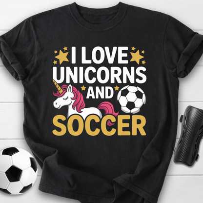 I Love Unicorns and Soccer T-Shirt