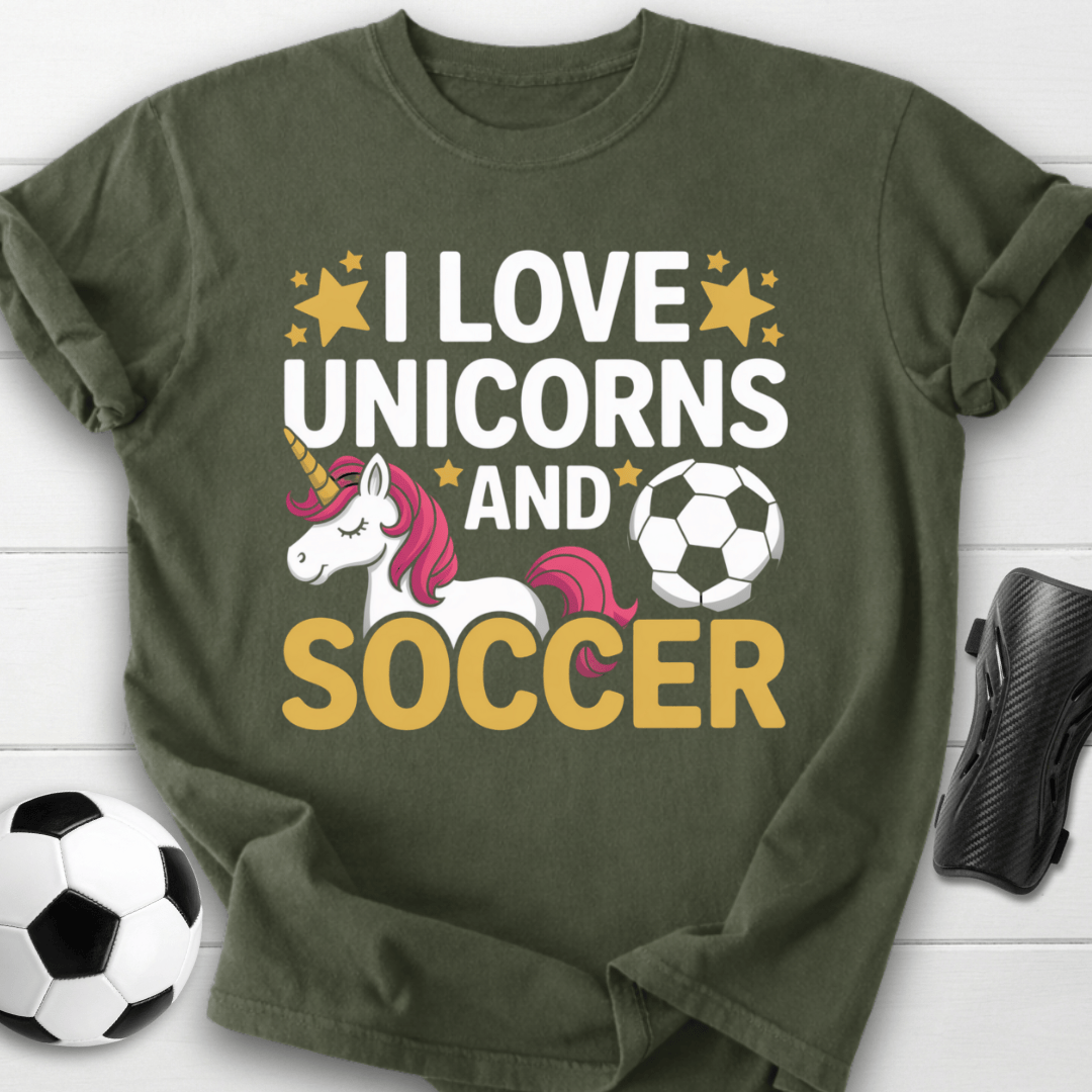 I Love Unicorns and Soccer T-Shirt