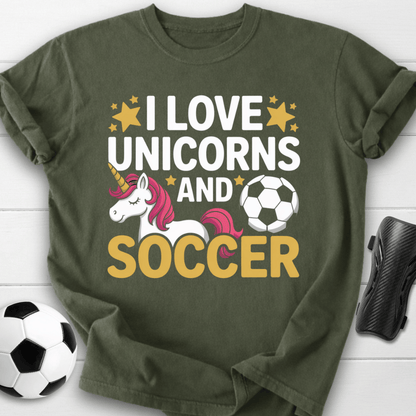 I Love Unicorns and Soccer T-Shirt