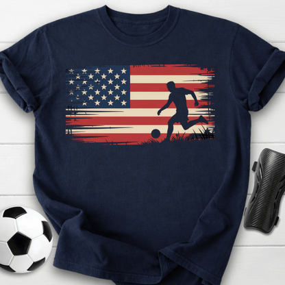 Patriotic Soccer Player USA Flag T-Shirt