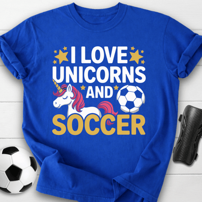 I Love Unicorns and Soccer T-Shirt